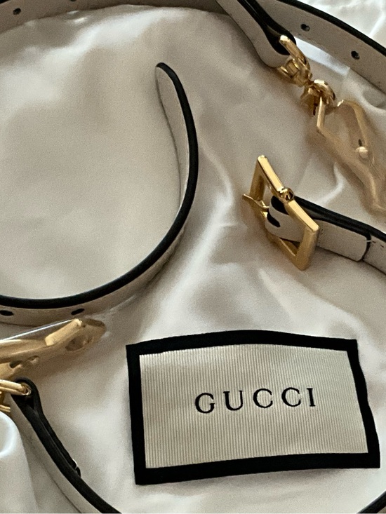 Gucci Accessories - Gucci White and Black Leather Strap with Gold Hardware
